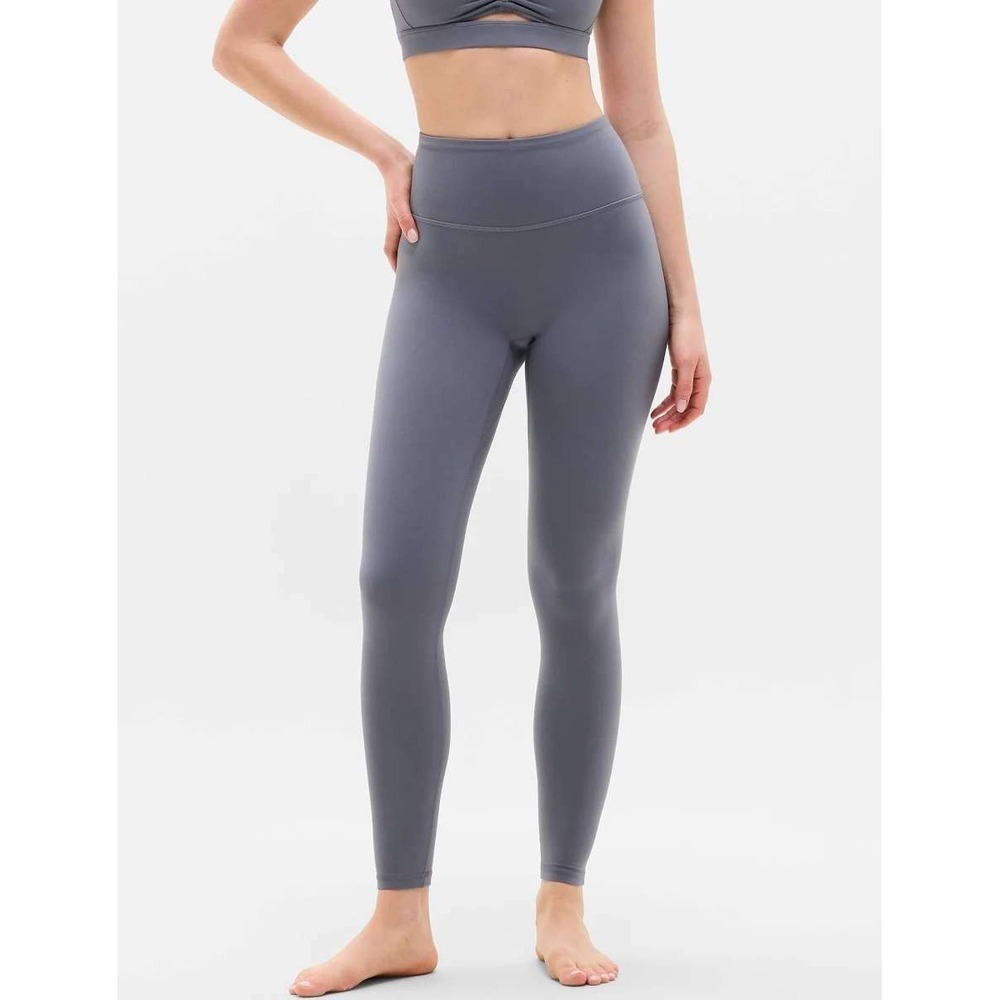 Athleta Elation Leggings Womens Medium Petite Gray High Rise Yoga Workout Pants - Picture 1 of 5